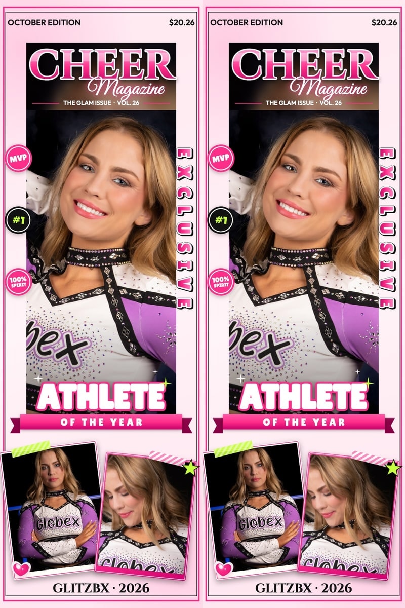 GLITZBX Cheer Magazine print with a cheerleader on the cover as Athlete of the Year